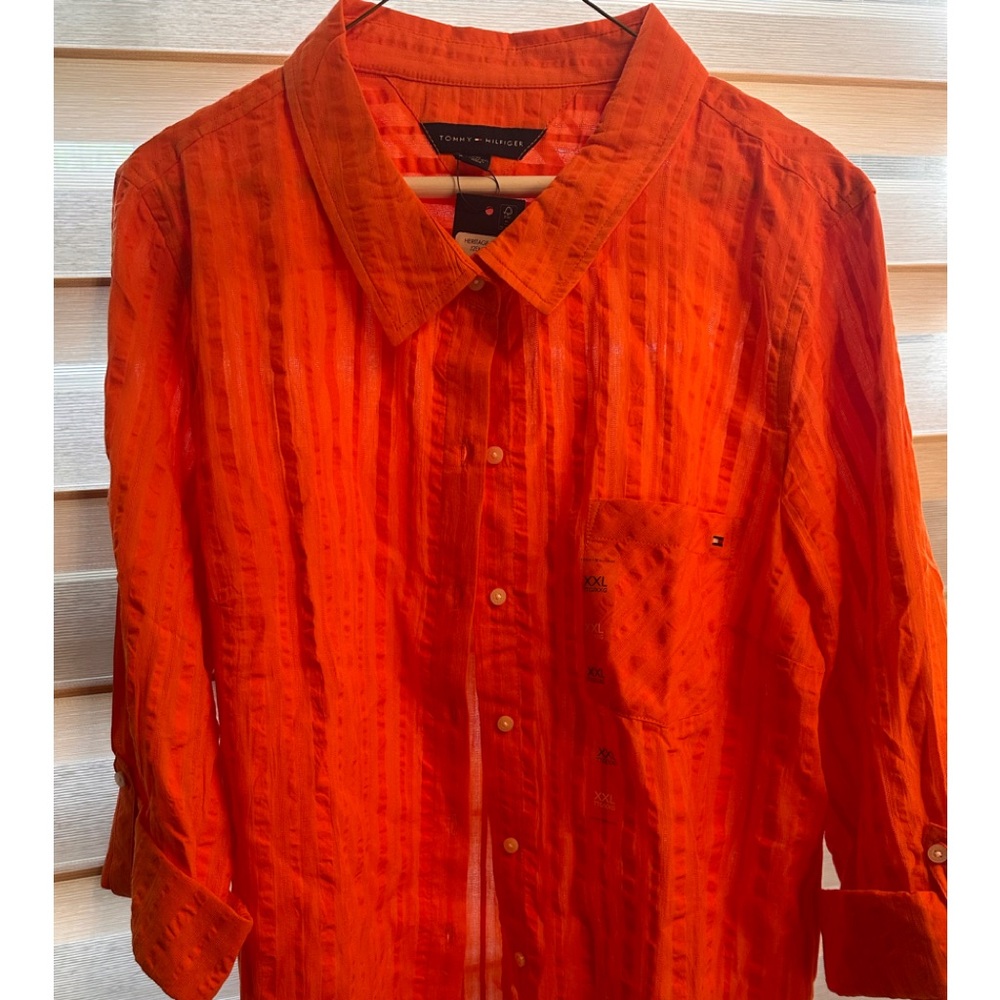 Tommy Hilfiger long sleeve shirt XXL (Roll Tab) Orange. Women size.